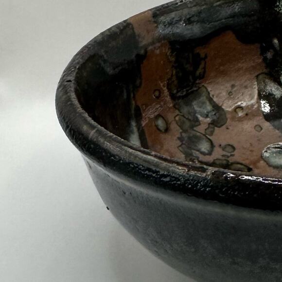 VTG Vintage Signed Brown Ceramic Retro Brown Bowl Spongewear Glazed Pottery - Picture 5 of 15